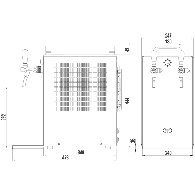 Tireuse a biere Kontakt 70 machine a biere, pompe a biere 2-ligne, 90  litres/h, Green Line 