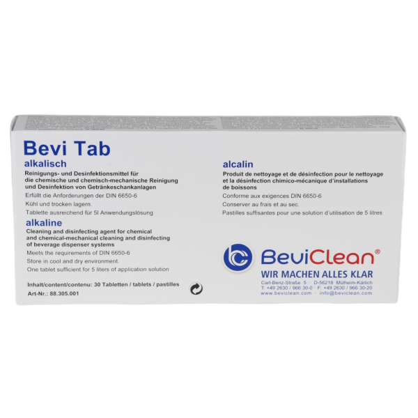 Bevi Tab - Tablette de nettoyage Alcalin pour réceptacles Bevi