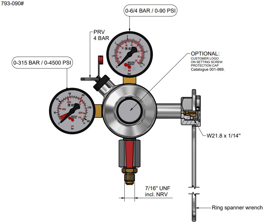 Détendeur CO2 Micro Matic complet à 1 sortie