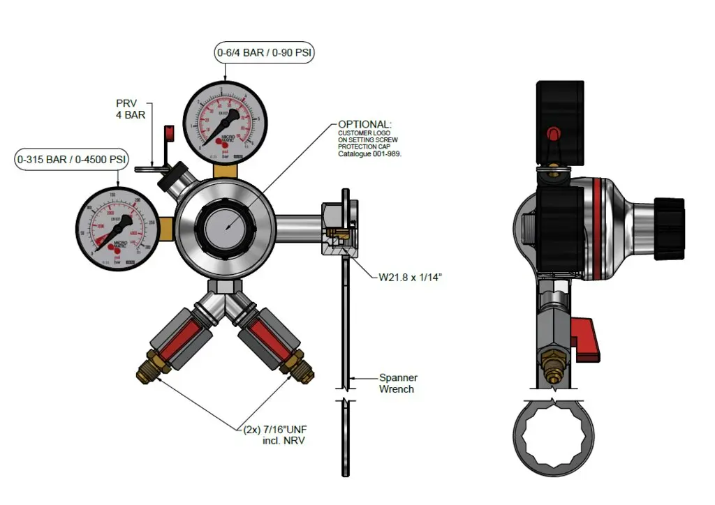 [MM 793-202] Détendeur Premium Plus 6/4 Bar 0-90 PSI