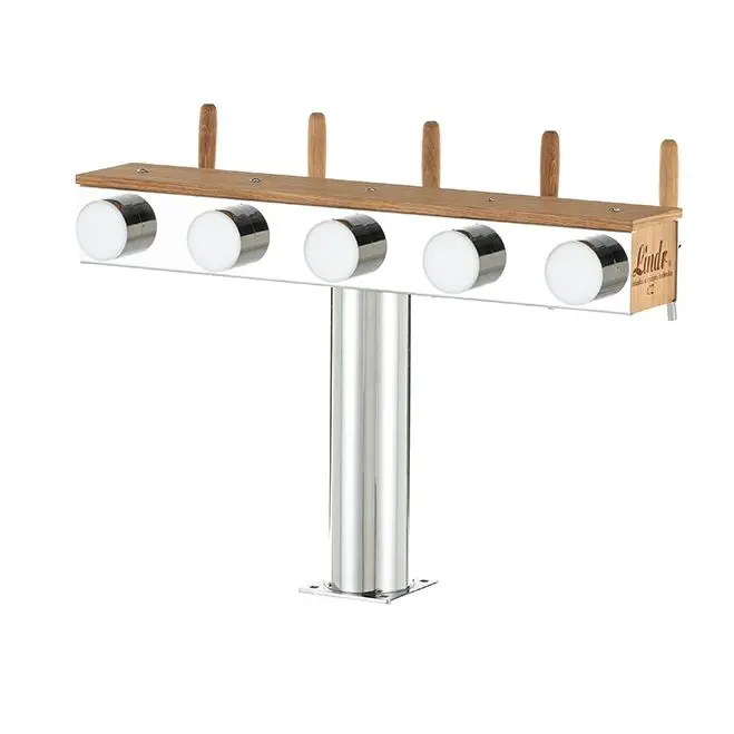 [SET01581] Colonne de Bar à 5 robinets "Grand T" avec médaillons lumineux (Chromé et Chêne clair, Yes)