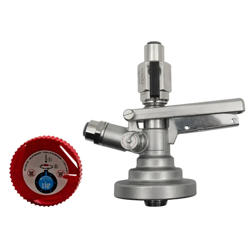 Tête de fût plate DSI de type Keykeg avec outil de décompression (Raccord rapide 9.5mm (⅜"))
