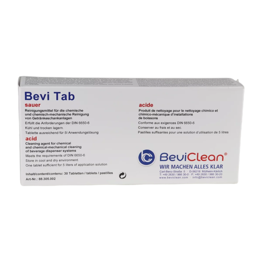 [BEV 88.305.002] Bevi Tab - 30 Tablettes de nettoyage Acide pour réceptacles Bevi